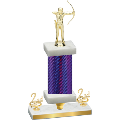 Premium Single Purple Carbon Fiber Second Place Archery Trophy