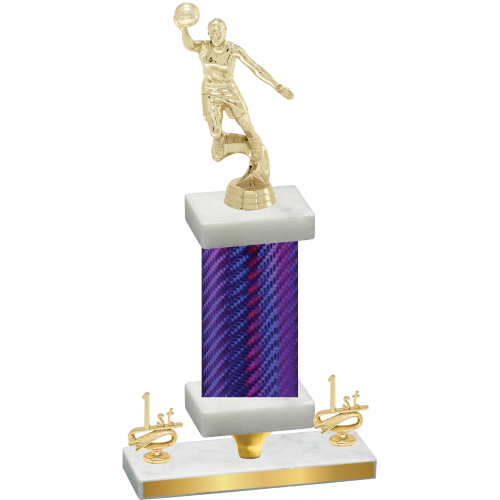 Premium Single Purple Carbon Fiber First Place Basketball Trophy