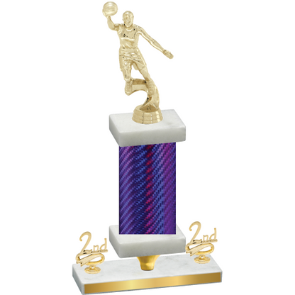 Premium Single Purple Carbon Fiber Second Place Basketball Trophy