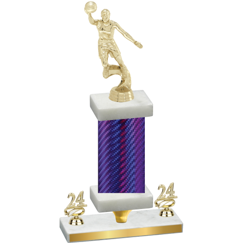 Premium Single Purple Carbon Fiber Year Basketball Trophy