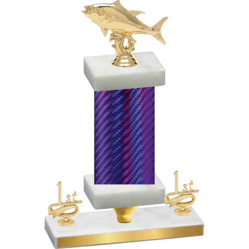 Premium Single Purple Carbon Fiber First Place Fishing Trophy