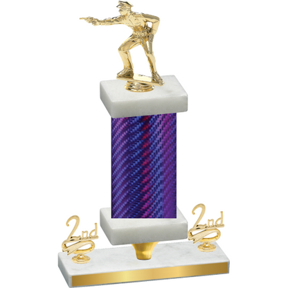 Premium Single Purple Carbon Fiber Second Place Shooter Trophy