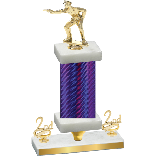 Premium Single Purple Carbon Fiber Second Place Shooter Trophy
