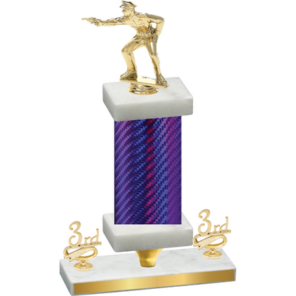 Premium Single Purple Carbon Fiber Third Place Shooter Trophy