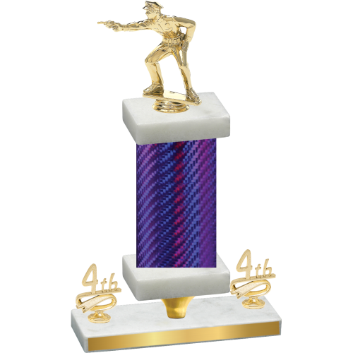 Premium Single Purple Carbon Fiber Fourth Place Shooter Trophy