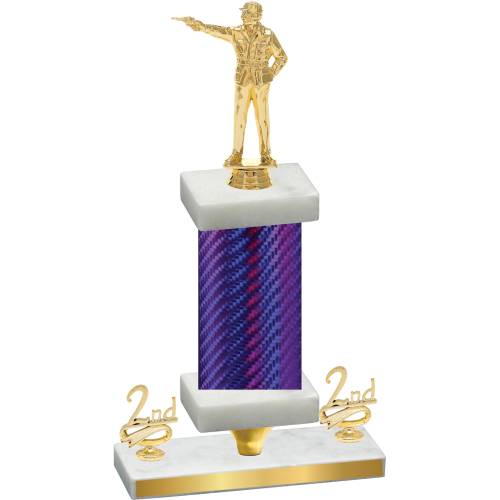 Premium Single Purple Carbon Fiber Second Place Shooter Trophy