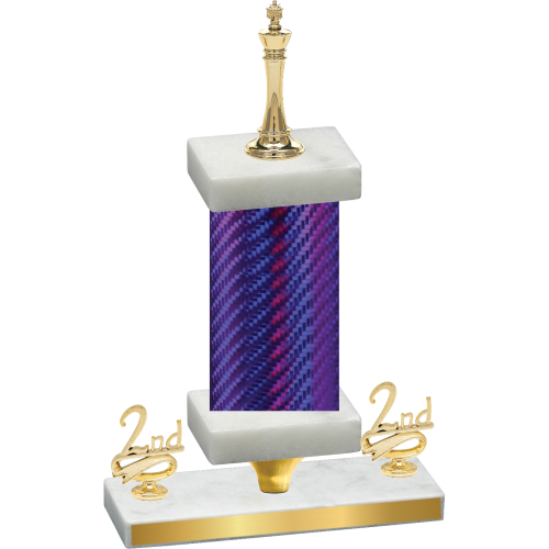 Premium Single Purple Carbon Fiber Second Place Chess Trophy