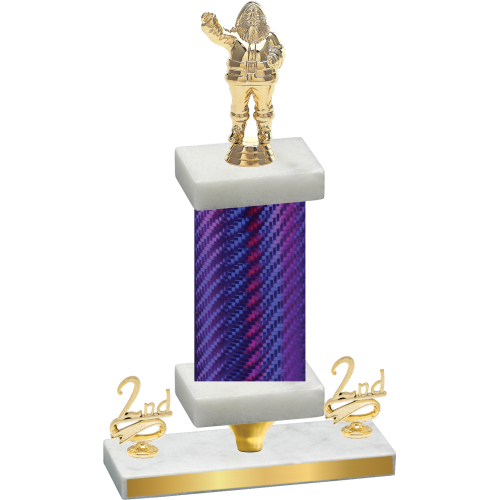 Premium Single Purple Carbon Fiber Second Place Holiday Trophy