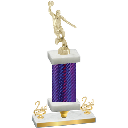 Premium Single Purple Carbon Fiber Second Place Basketball Trophy