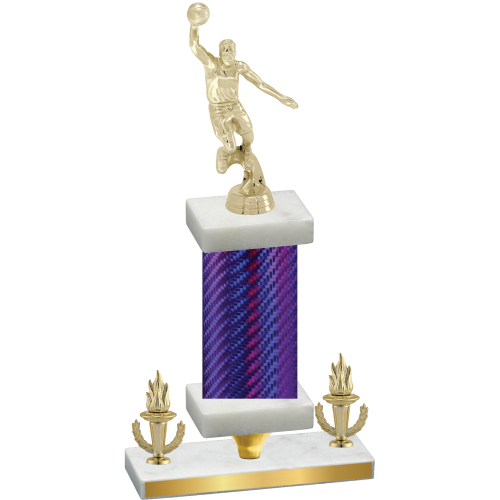 Premium Single Purple Carbon Fiber Victory Basketball Trophy