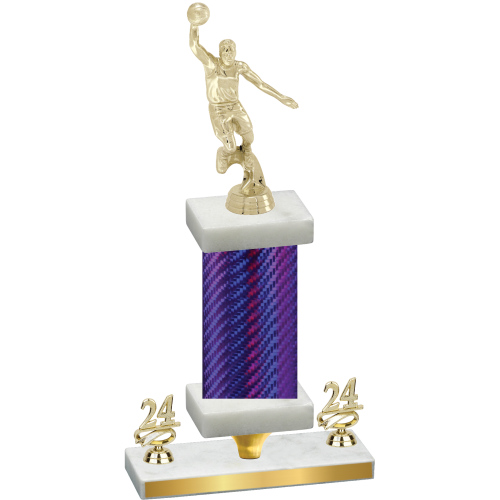 Premium Single Purple Carbon Fiber Year Basketball Trophy