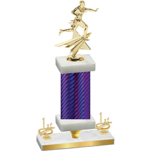 Premium Single Purple Carbon Fiber First Place Flag Football Trophy