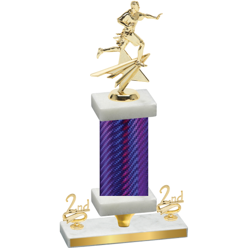 Premium Single Purple Carbon Fiber Second Place Flag Football Trophy