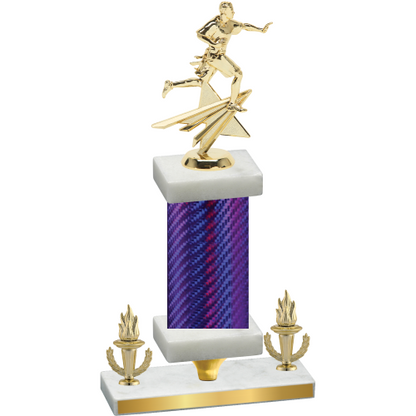 Premium Single Purple Carbon Fiber Victory Flag Football Trophy