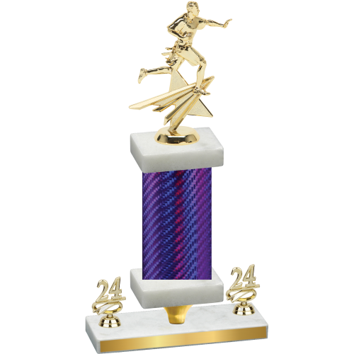 Premium Single Purple Carbon Fiber Year Flag Football Trophy