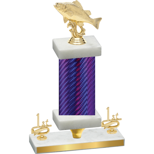 Premium Single Purple Carbon Fiber First Place Fishing Trophy