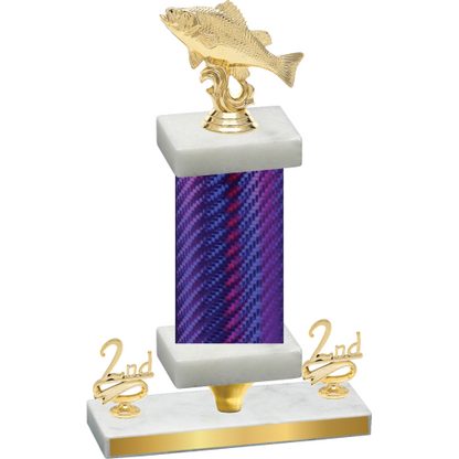 Premium Single Purple Carbon Fiber Second Place Fishing Trophy