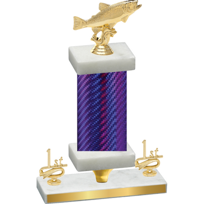 Premium Single Purple Carbon Fiber First Place Fishing Trophy