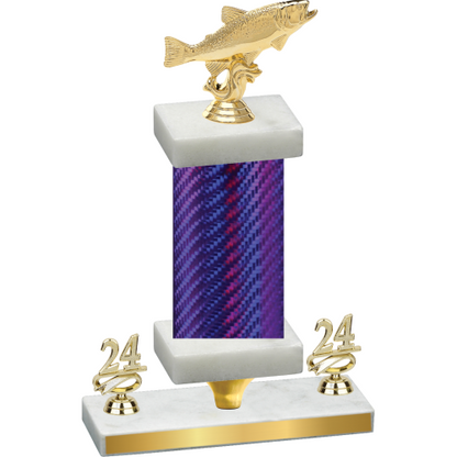 Premium Single Purple Carbon Fiber Year Fishing Trophy