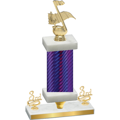 Premium Single Purple Carbon Fiber Third Place Music Trophy