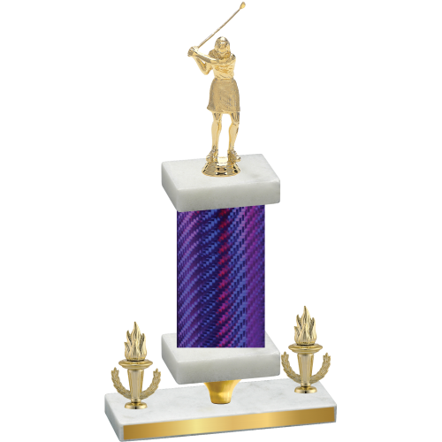 Premium Single Purple Carbon Fiber Victory Golf Trophy