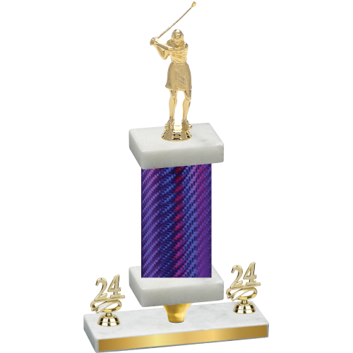 Premium Single Purple Carbon Fiber Year Golf Trophy