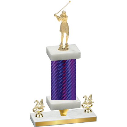 Premium Single Purple Carbon Fiber Year Golf Trophy