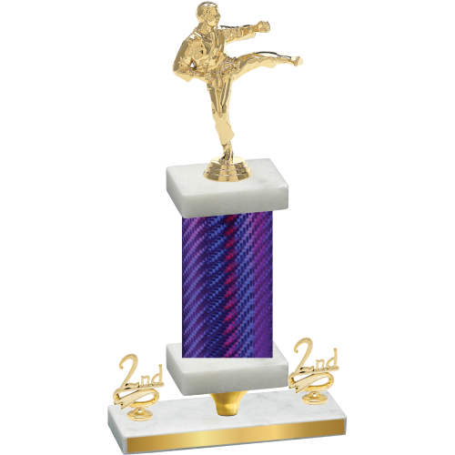 Premium Single Purple Carbon Fiber Second Place Karate Trophy