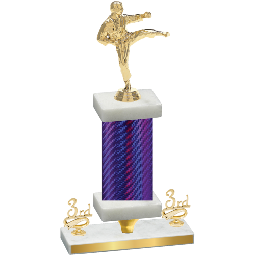 Premium Single Purple Carbon Fiber Third Place Karate Trophy