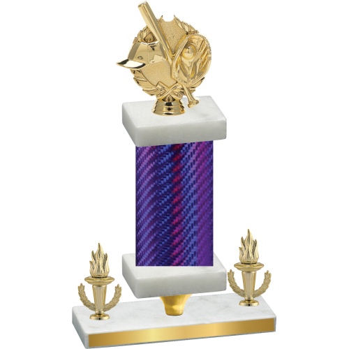 Premium Single Purple Carbon Fiber Victory Baseball Trophy