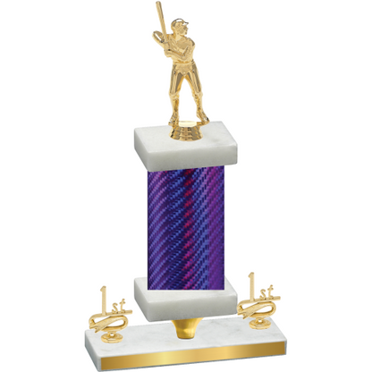 Premium Single Purple Carbon Fiber First Place Baseball Trophy