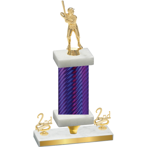 Premium Single Purple Carbon Fiber Second Place Baseball Trophy