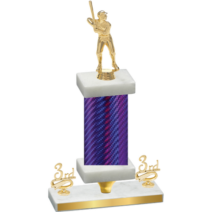 Premium Single Purple Carbon Fiber Third Place Baseball Trophy