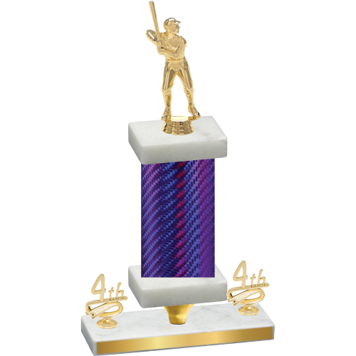 Premium Single Purple Carbon Fiber Fourth Place Baseball Trophy