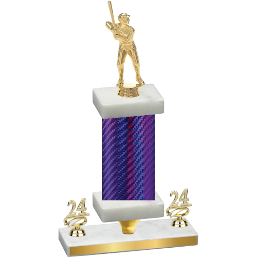 Premium Single Purple Carbon Fiber Year Baseball Trophy