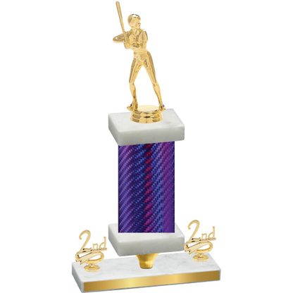 Premium Single Purple Carbon Fiber Second Place Softball Trophy