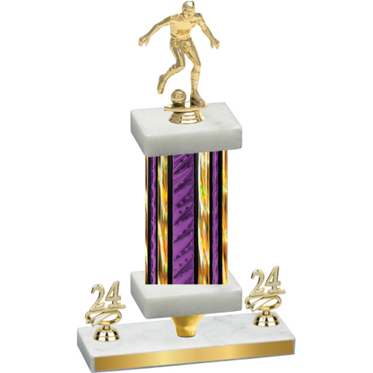 Premium Single Purple Glacier Year Soccer Trophy