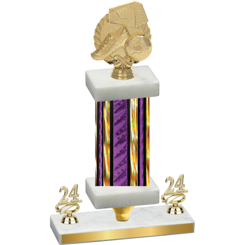 Premium Single Purple Glacier Year Soccer Trophy