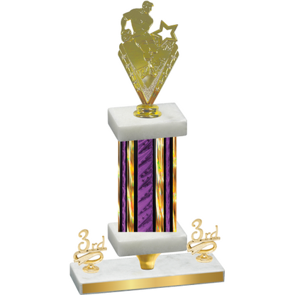 Premium Single Purple Glacier Third Place Rugby Trophy