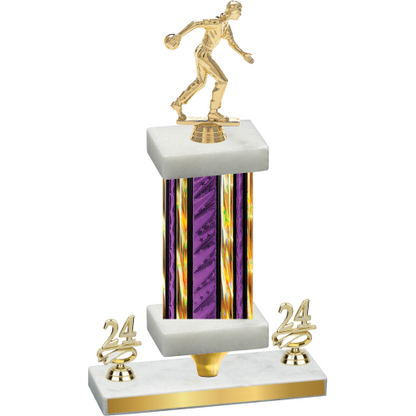 Premium Single Purple Glacier Year Bowling Trophy