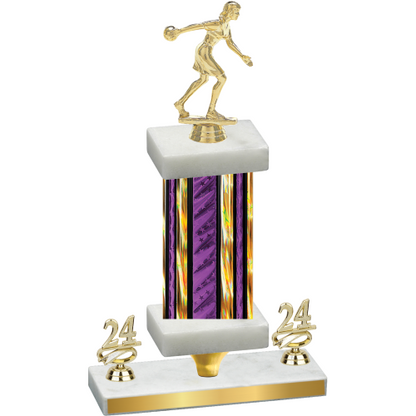 Premium Single Purple Glacier Year Bowling Trophy