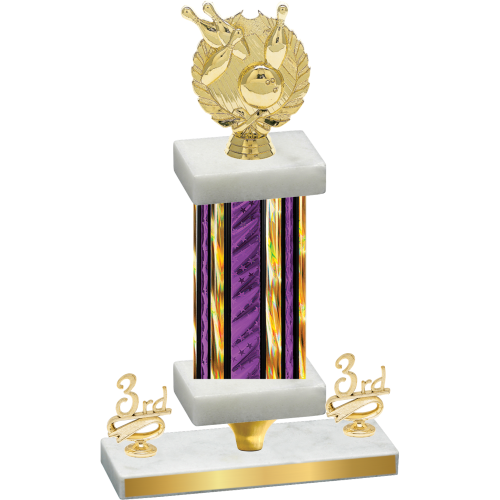 Premium Single Purple Glacier Third Place Bowling Trophy