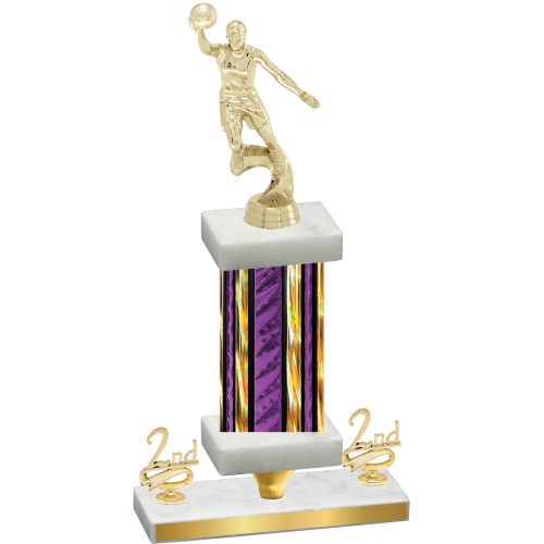 Premium Single Purple Glacier Second Place Basketball Trophy