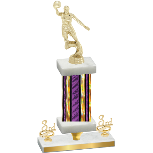 Premium Single Purple Glacier Third Place Basketball Trophy