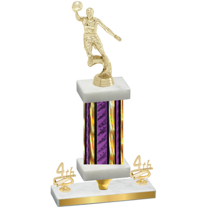 Premium Single Purple Glacier Fourth Place Basketball Trophy