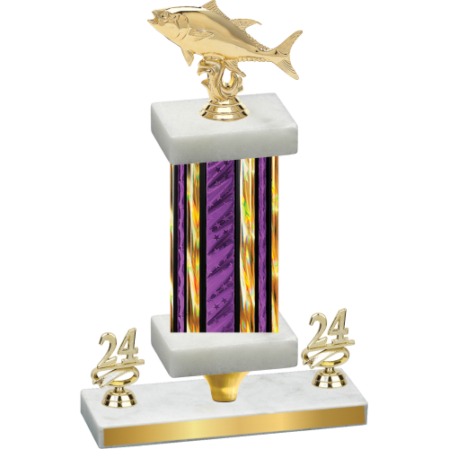 Premium Single Purple Glacier Year Fishing Trophy