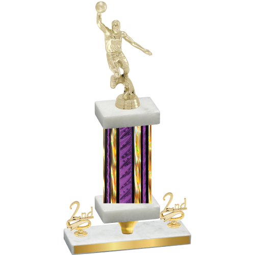 Premium Single Purple Glacier Second Place Basketball Trophy