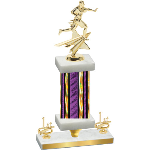 Premium Single Purple Glacier First Place Flag Football Trophy