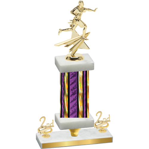 Premium Single Purple Glacier Second Place Flag Football Trophy