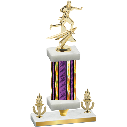 Premium Single Purple Glacier Victory Flag Football Trophy